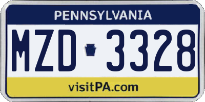 PA license plate MZD3328