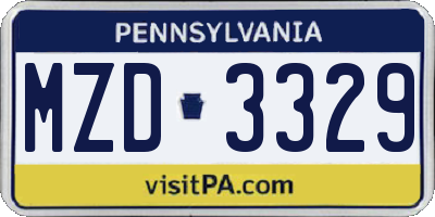 PA license plate MZD3329