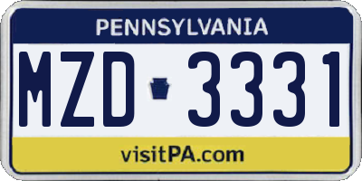 PA license plate MZD3331