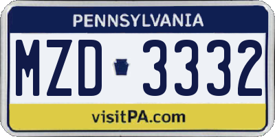 PA license plate MZD3332