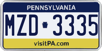 PA license plate MZD3335