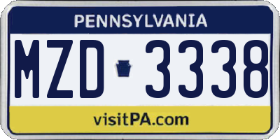 PA license plate MZD3338