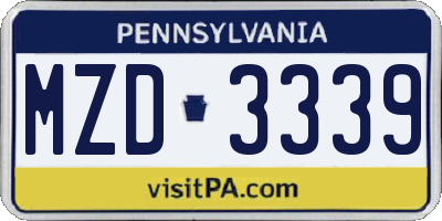 PA license plate MZD3339