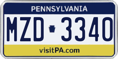PA license plate MZD3340