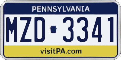 PA license plate MZD3341