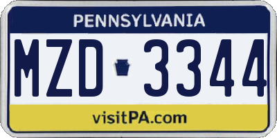 PA license plate MZD3344