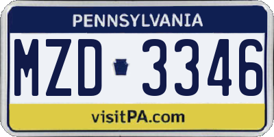 PA license plate MZD3346