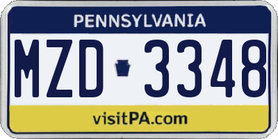 PA license plate MZD3348