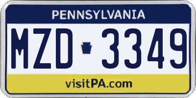 PA license plate MZD3349