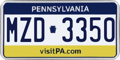 PA license plate MZD3350