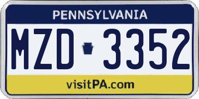 PA license plate MZD3352