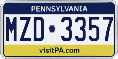 PA license plate MZD3357
