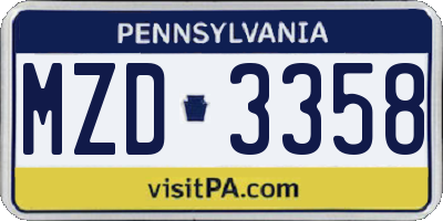 PA license plate MZD3358
