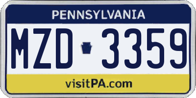 PA license plate MZD3359