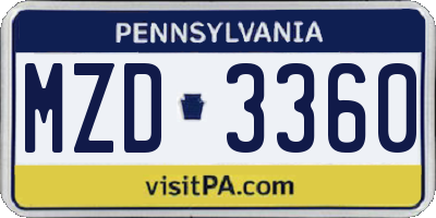 PA license plate MZD3360