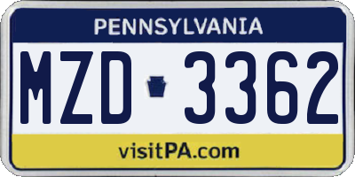 PA license plate MZD3362