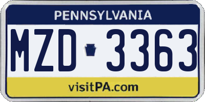 PA license plate MZD3363