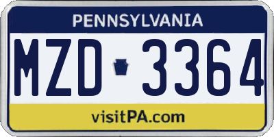 PA license plate MZD3364
