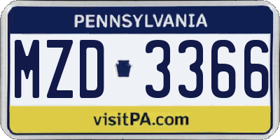 PA license plate MZD3366