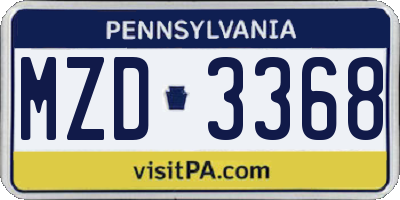 PA license plate MZD3368