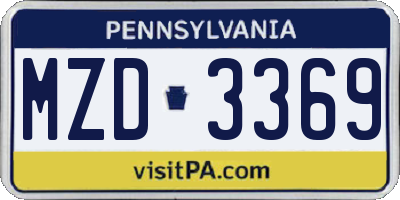PA license plate MZD3369