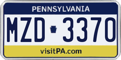 PA license plate MZD3370