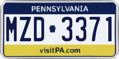 PA license plate MZD3371
