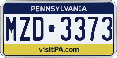 PA license plate MZD3373
