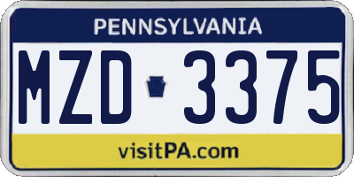 PA license plate MZD3375