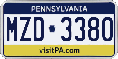PA license plate MZD3380