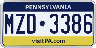 PA license plate MZD3386