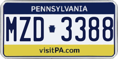 PA license plate MZD3388