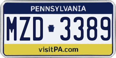 PA license plate MZD3389