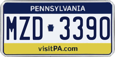 PA license plate MZD3390