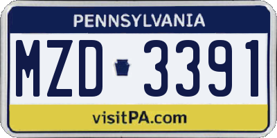 PA license plate MZD3391