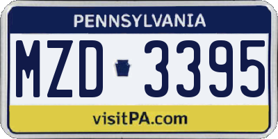 PA license plate MZD3395