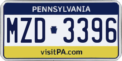 PA license plate MZD3396