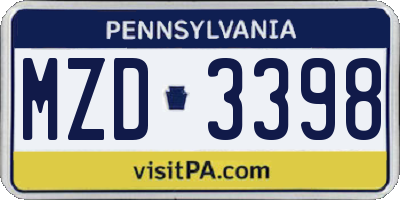 PA license plate MZD3398