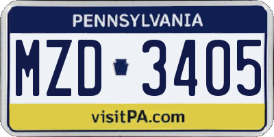 PA license plate MZD3405
