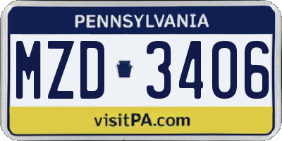 PA license plate MZD3406
