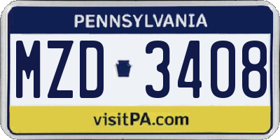 PA license plate MZD3408
