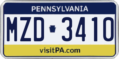PA license plate MZD3410