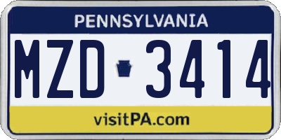 PA license plate MZD3414