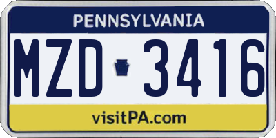 PA license plate MZD3416