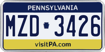 PA license plate MZD3426