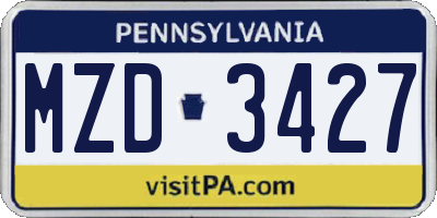 PA license plate MZD3427