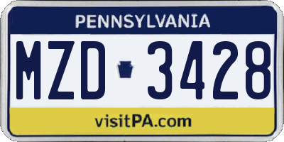 PA license plate MZD3428