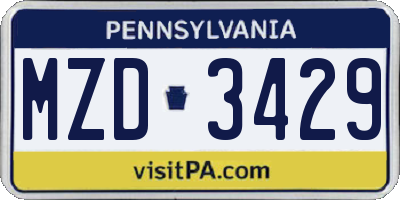 PA license plate MZD3429