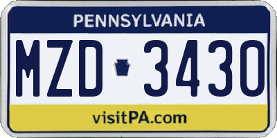 PA license plate MZD3430