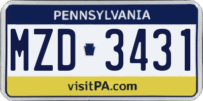 PA license plate MZD3431